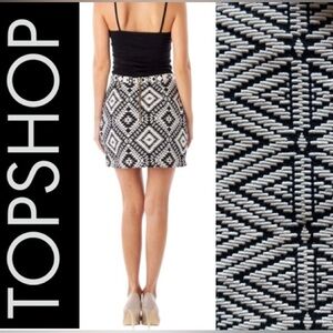 Topshop Aztec Geometric Print A Line Mini Skirt Size 8